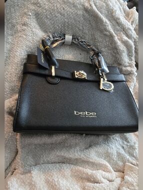 bebe Black Structured Satchel Handbag